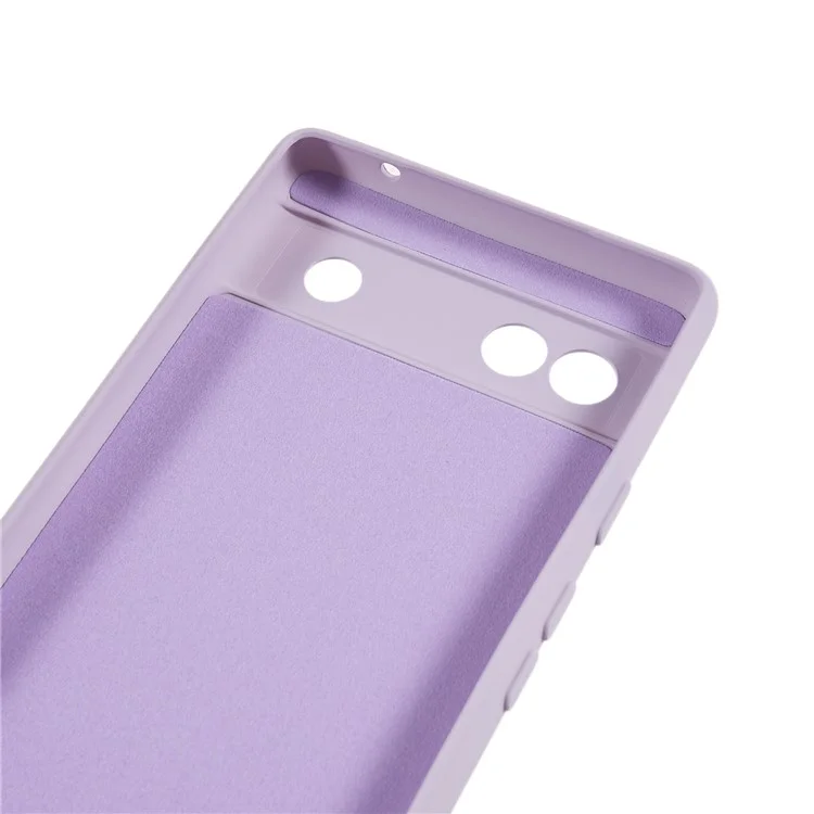 Für Google Pixel 6a Soft TPU Rubberized Phone Case Fiber Lining Back Cover - Hellviolett