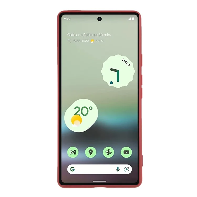 For Google Pixel 6a Soft TPU Rubberized Phone Case Fiber Lining Back Cover - Hawthorn Red