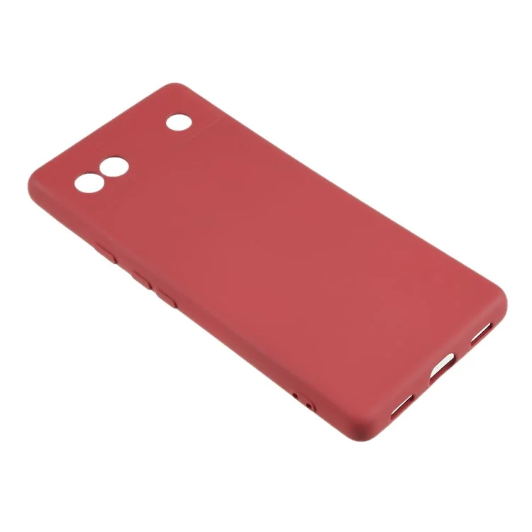For Google Pixel 6a Soft TPU Rubberized Phone Case Fiber Lining Back Cover - Hawthorn Red
