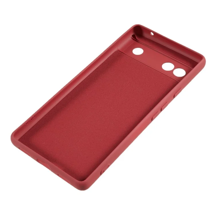 For Google Pixel 6a Soft TPU Rubberized Phone Case Fiber Lining Back Cover - Hawthorn Red