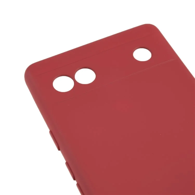 For Google Pixel 6a Soft TPU Rubberized Phone Case Fiber Lining Back Cover - Hawthorn Red