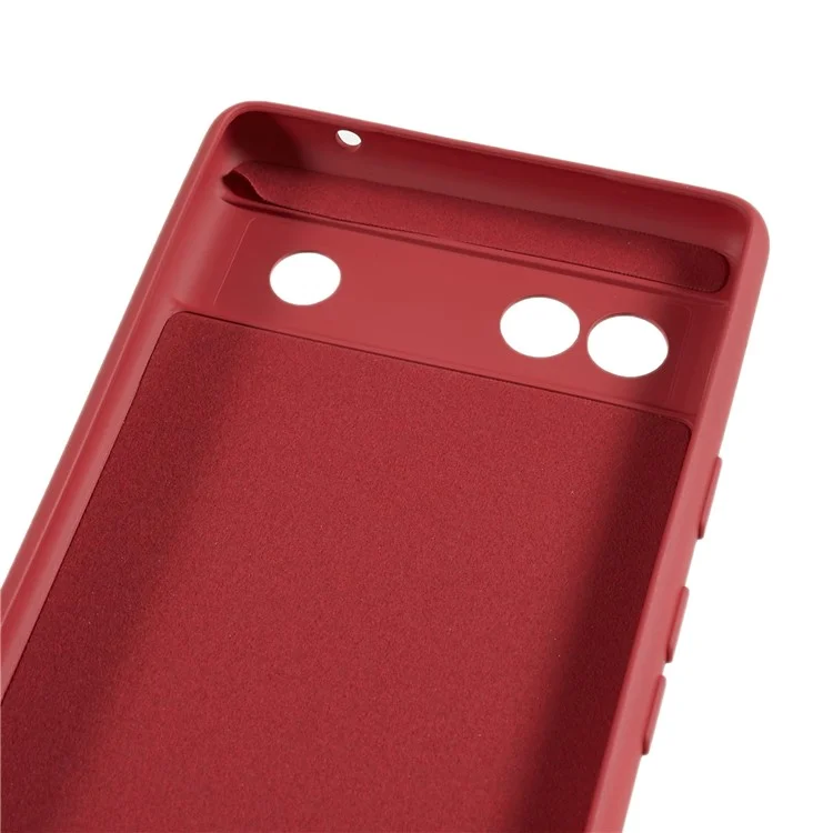 For Google Pixel 6a Soft TPU Rubberized Phone Case Fiber Lining Back Cover - Hawthorn Red