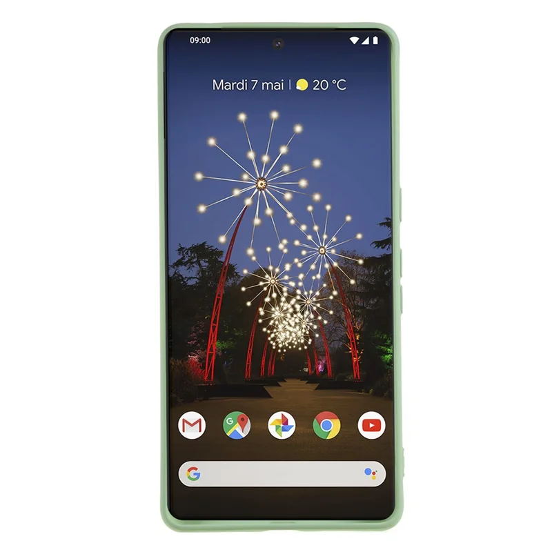 For Google Pixel 7 Pro 5G Soft TPU Phone Case Fiber Lining Rubberized Smartphone Cover - Bean Green