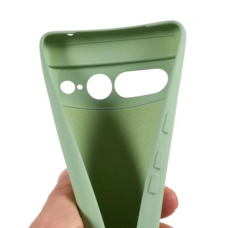 For Google Pixel 7 Pro 5G Soft TPU Phone Case Fiber Lining Rubberized Smartphone Cover - Bean Green