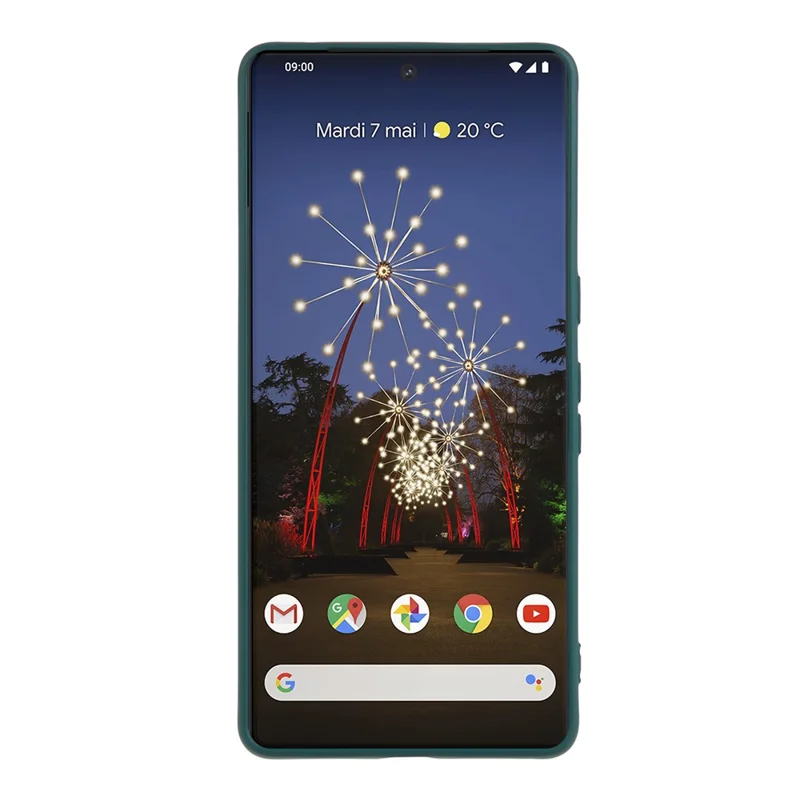 For Google Pixel 7 Pro 5G Soft TPU Phone Case Fiber Lining Rubberized Smartphone Cover - Army Green