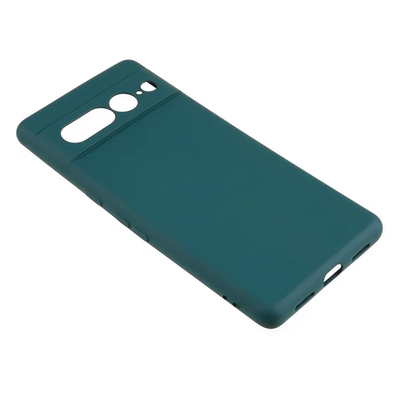 For Google Pixel 7 Pro 5G Soft TPU Phone Case Fiber Lining Rubberized Smartphone Cover - Army Green