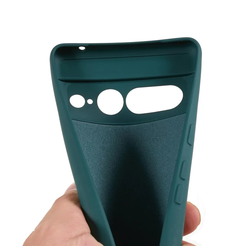 For Google Pixel 7 Pro 5G Soft TPU Phone Case Fiber Lining Rubberized Smartphone Cover - Army Green