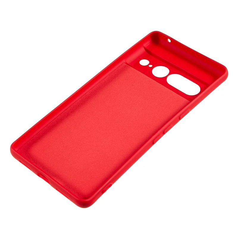 For Google Pixel 7 Pro 5G Soft TPU Phone Case Fiber Lining Rubberized Smartphone Cover - Red