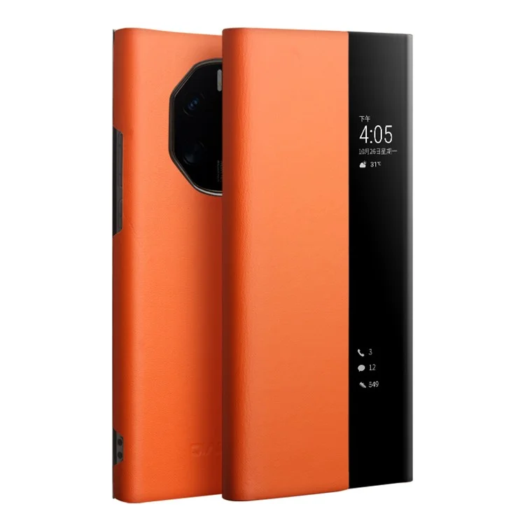 QIALINO Custodia per telefono per Huawei Mate 50 RS Porsche Design 4G Pelle bovina Copertura PC Anti-caduta Antiurto - Arancione
