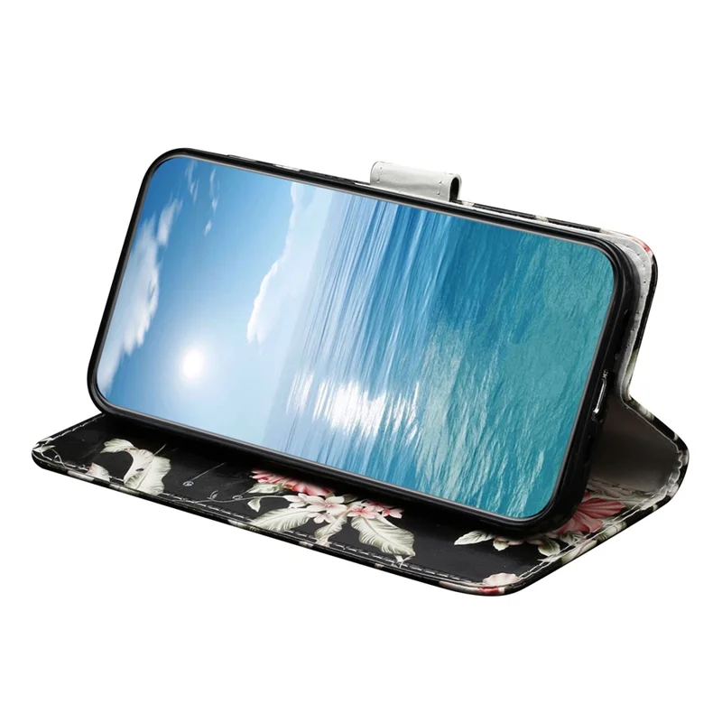 For Motorola Moto E13 4G PU Leather Pattern Printing Phone Case Wallet Stand Flip Folio Protective Cover - Azalea