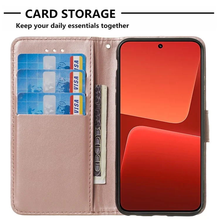 B40 Für Xiaomi Redmi Anmerkung 12 5G (China) /(indien) /(global) / Poco X5 5G Festkörperständer Abdeckung PU Leder Brieftasche Drop-proof-hülle - Roségold