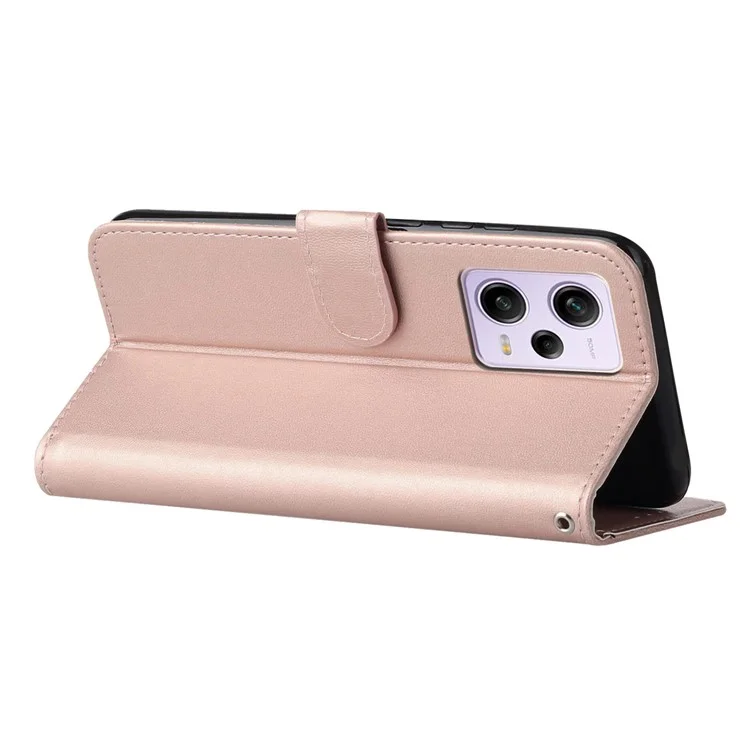 B40 Für Xiaomi Redmi Anmerkung 12 5G (China) /(indien) /(global) / Poco X5 5G Festkörperständer Abdeckung PU Leder Brieftasche Drop-proof-hülle - Roségold