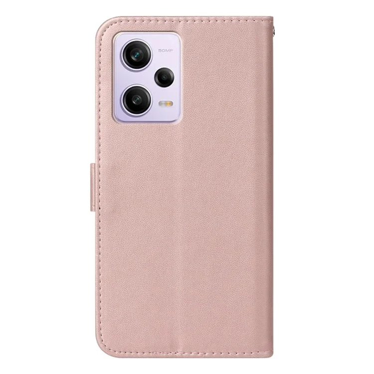 B40 Für Xiaomi Redmi Anmerkung 12 5G (China) /(indien) /(global) / Poco X5 5G Festkörperständer Abdeckung PU Leder Brieftasche Drop-proof-hülle - Roségold