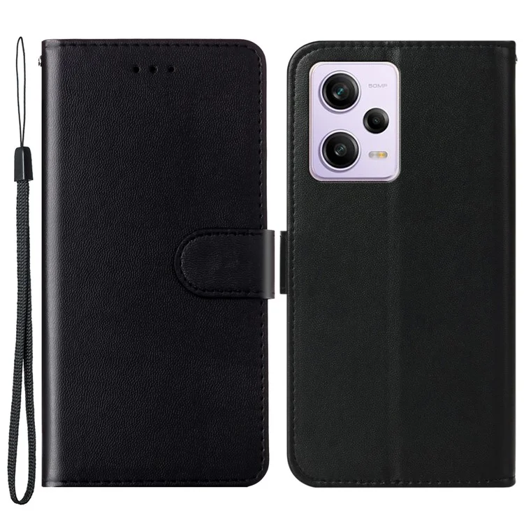 B40 For Xiaomi Poco X5 Pro 5G / Redmi Note 12 Pro Speed 5G / Note 12 Pro 5G Solid Color PU Leather Wallet Cover Flip Stand Phone Case - Black