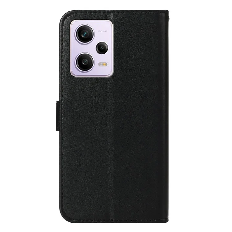 B40 For Xiaomi Poco X5 Pro 5G / Redmi Note 12 Pro Speed 5G / Note 12 Pro 5G Solid Color PU Leather Wallet Cover Flip Stand Phone Case - Black