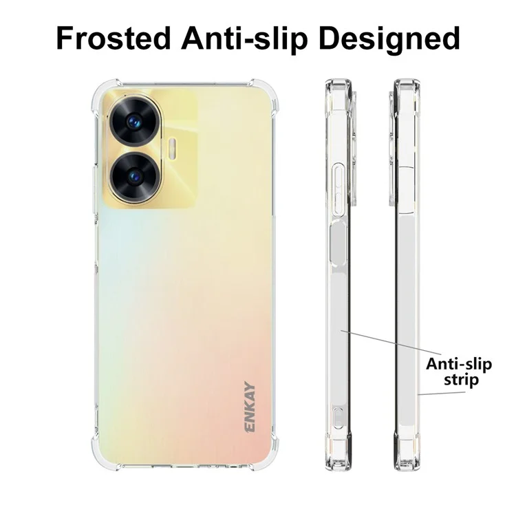 ENKAY HAT PRINCE Für Realme C55 Smartphone Case Anti-Rutsch-Streifen Kantenschutz Sturzsicheres TPU Klares Handyhülle
