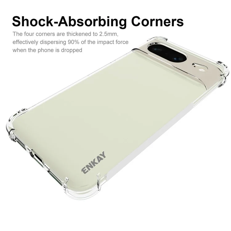 ENKAY HAT PRINCE для чехла Google Pixel 8 Dustproof Phone Shell Cover Anti-slip Strip Edge TPU Прозрачный чехол