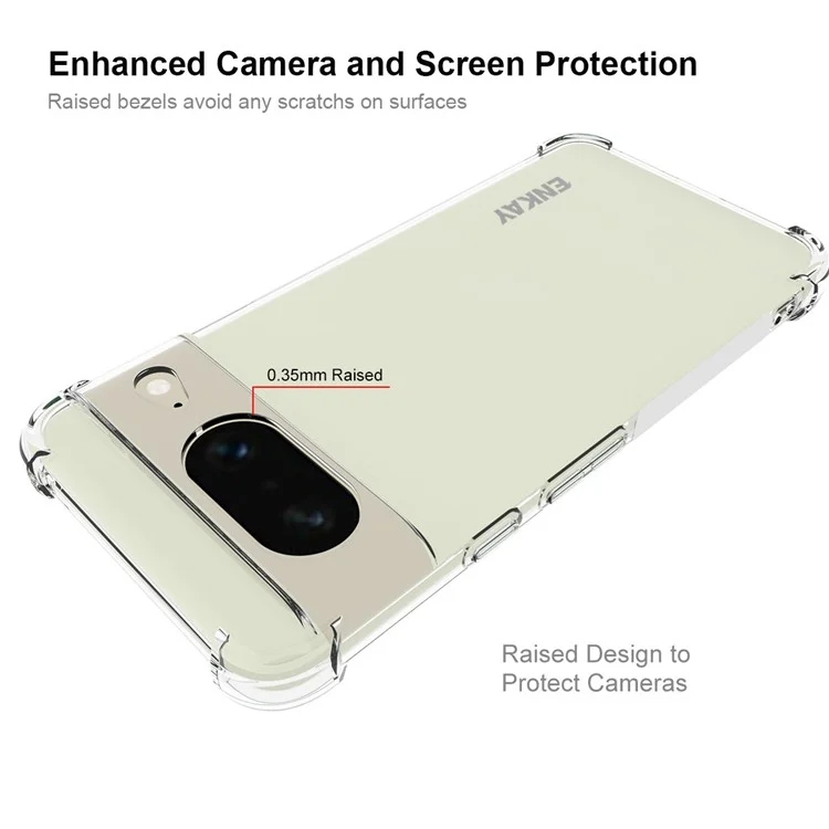ENKAY HAT PRINCE для чехла Google Pixel 8 Dustproof Phone Shell Cover Anti-slip Strip Edge TPU Прозрачный чехол