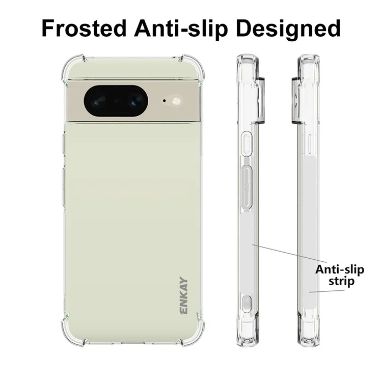 ENKAY HAT PRINCE для чехла Google Pixel 8 Dustproof Phone Shell Cover Anti-slip Strip Edge TPU Прозрачный чехол