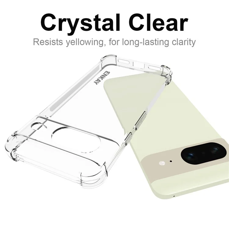 ENKAY HAT PRINCE для чехла Google Pixel 8 Dustproof Phone Shell Cover Anti-slip Strip Edge TPU Прозрачный чехол
