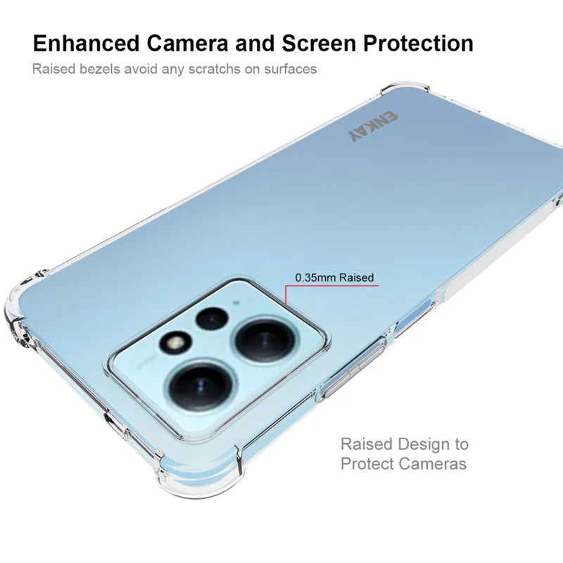 ENKAY HAT PRINCE For Xiaomi Redmi Note 12 4G Thickened Corner Phone Case Anti-Slip TPU Clear Phone Cover