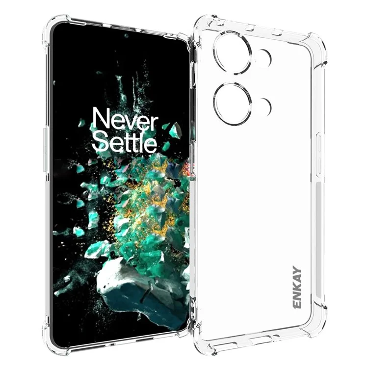 Étui de téléphone ENKAY HAT PRINCE pour OnePlus Nord 3 5G / Ace 2V 5G, étui de téléphone transparent en TPU avec bande antidérapante sur le côté