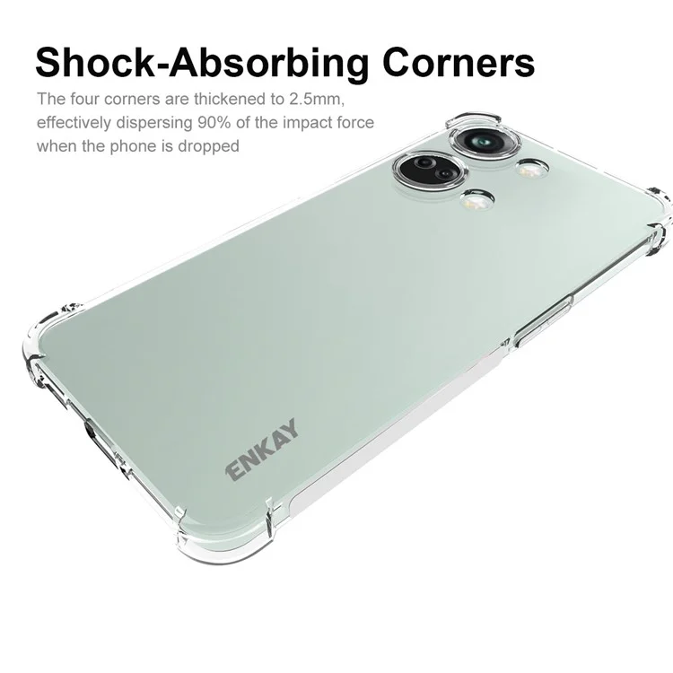 Étui de téléphone ENKAY HAT PRINCE pour OnePlus Nord 3 5G / Ace 2V 5G, étui de téléphone transparent en TPU avec bande antidérapante sur le côté