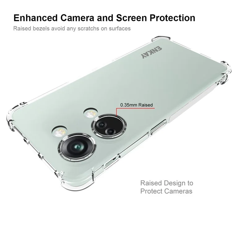 Étui de téléphone ENKAY HAT PRINCE pour OnePlus Nord 3 5G / Ace 2V 5G, étui de téléphone transparent en TPU avec bande antidérapante sur le côté
