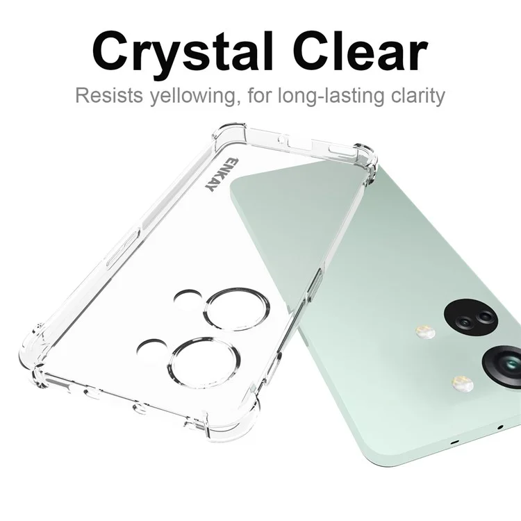 Étui de téléphone ENKAY HAT PRINCE pour OnePlus Nord 3 5G / Ace 2V 5G, étui de téléphone transparent en TPU avec bande antidérapante sur le côté