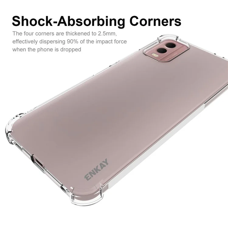 ENKAY HAT PRINCE Transparent Phone Shell For Nokia C32 , Anti-slip Strip Edge TPU Cell Phone Cover Case