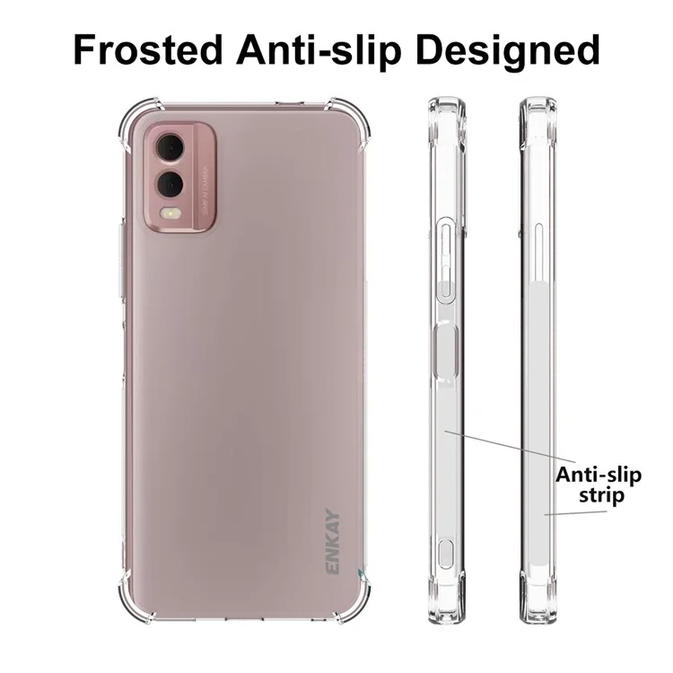 ENKAY HAT PRINCE Transparent Phone Shell For Nokia C32 , Anti-slip Strip Edge TPU Cell Phone Cover Case