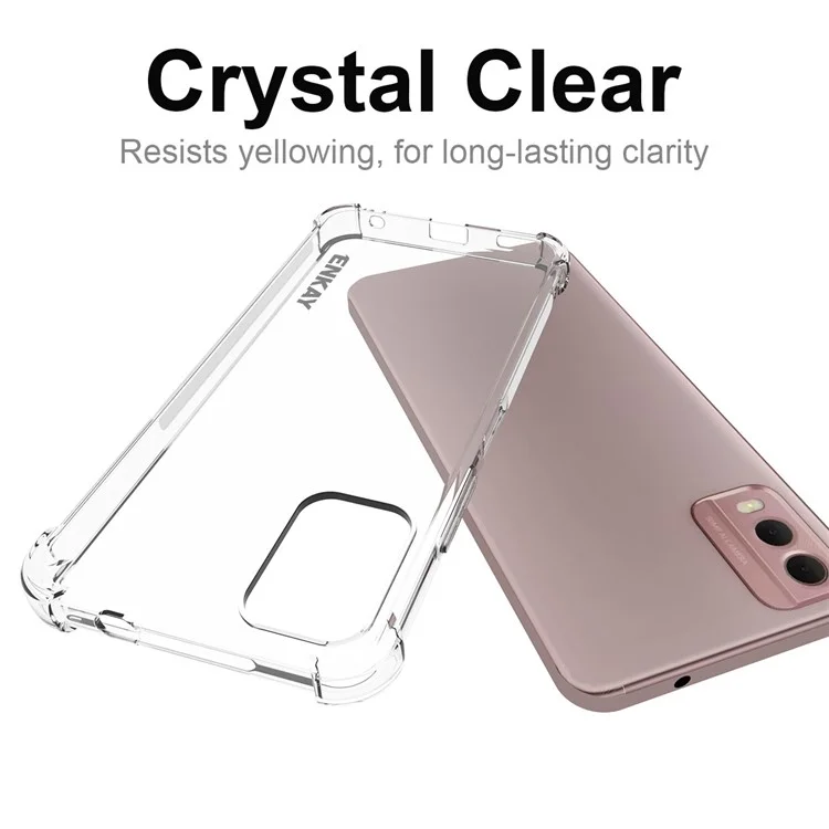 ENKAY HAT PRINCE Transparent Phone Shell For Nokia C32 , Anti-slip Strip Edge TPU Cell Phone Cover Case