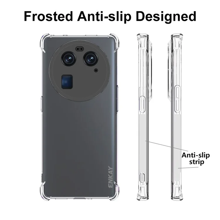 ENKAY HAT PRINCE For Oppo Find X6 Cell Phone Cover Anti-slip Strip Edge TPU Shockproof Phone Shell Case