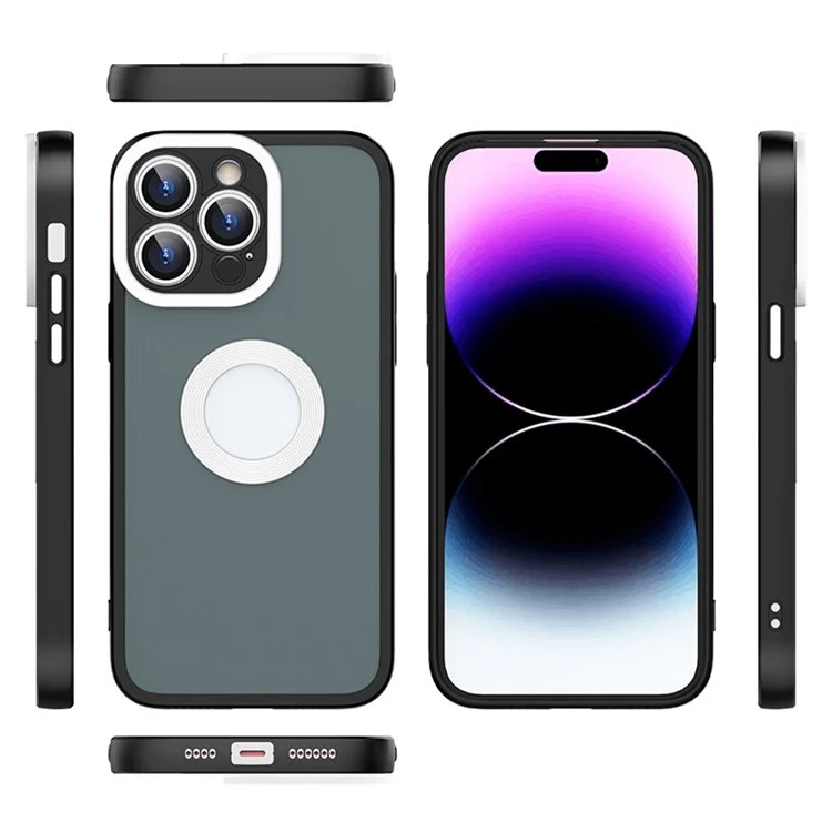 Funda delgada para iPhone 14 Pro Max Skin-Touch Soft TPU PC (Mostrar el logotipo del teléfono mediante un diseño hueco circular) - Azul