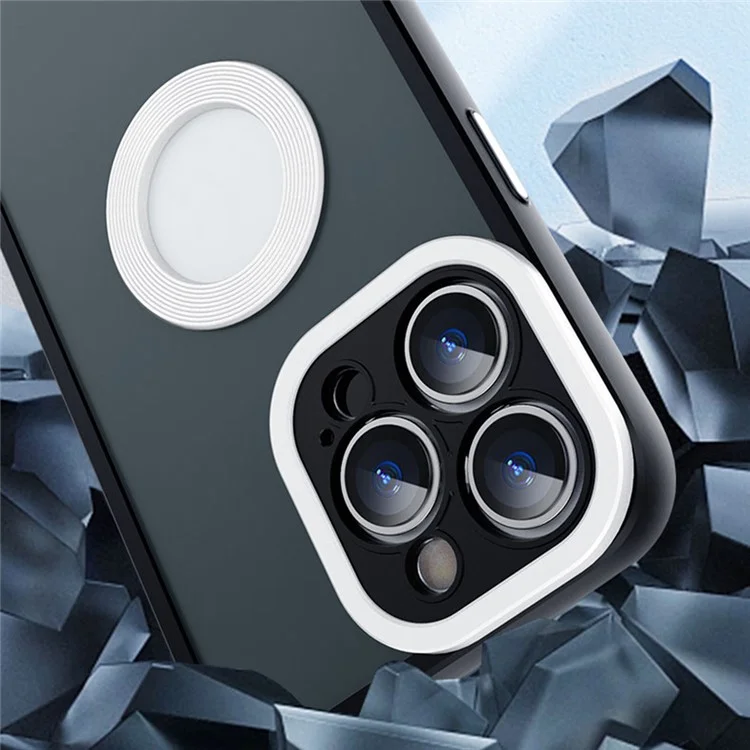 Schock-resistentes Skin-Touch-Gehäuse für iPhone 13 Pro Max 6,7 Zoll, weiches TPU-PC-Gehäuse (rundes hohles Design zeigt das Logo des Telefons) - Schwarz
