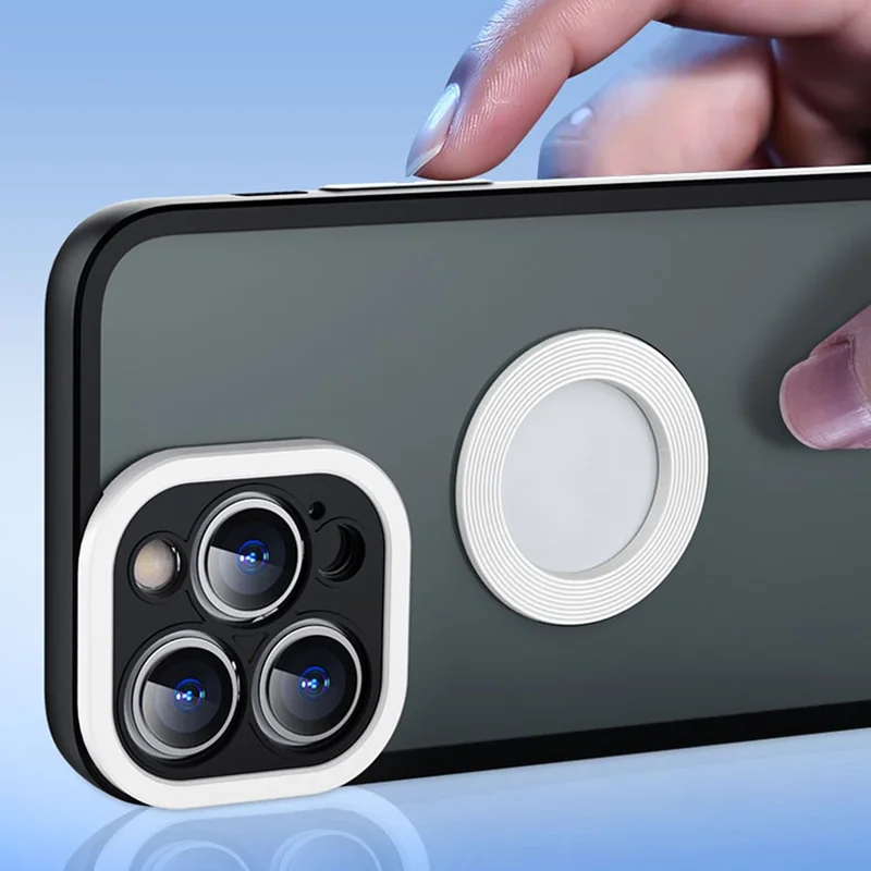 Skin-Touch Shockproof Case for iPhone 13 Pro Max 6.7 inch Soft TPU PC Phone Shell (Round Hollow Show Phone's Logo) - Blue