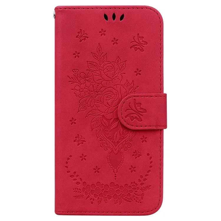 For Google Pixel 8 Pro Anti-Dust Leather Stand Phone Case Wallet Imprinted Pattern Smartphone Cover - Red