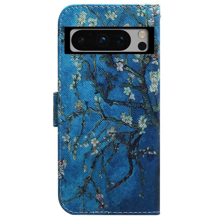 Musterdruckcover für das Google Pixel 8 Pro Smartphone-Hülle PU-Leder Geldbörse Stand Gehäuse - Aprikoseblüten