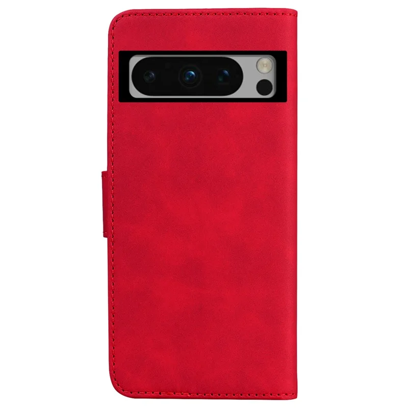 Phone Case for Google Pixel 8 Pro Solid Color PU Leather Shockproof Wallet Stand Cell Phone Cover - Red