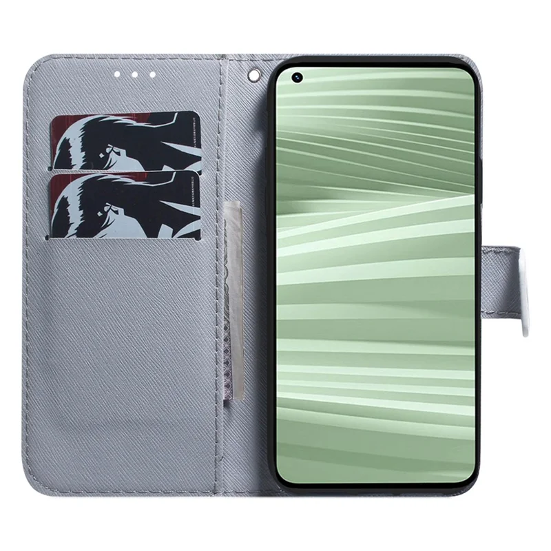 Anti-Drop Phone Case Cover for Realme C55 Pattern Printing PU Leather Wallet Stand Shell - Lion