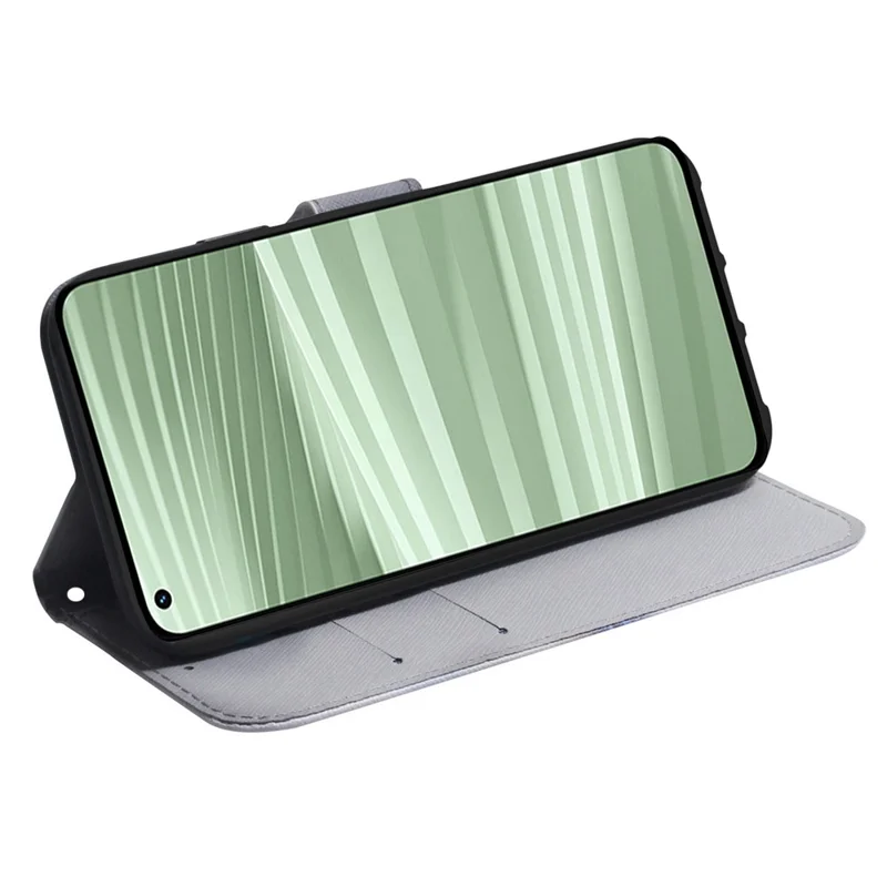 Anti-Drop Phone Case Cover for Realme C55 Pattern Printing PU Leather Wallet Stand Shell - Lion