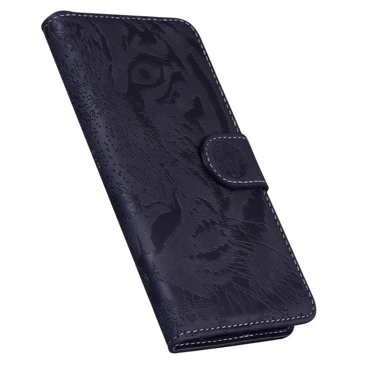 Wallet Stand Shell für Realme C55 Tiger Imprinted PU Leder Case Anti-fall Handyhülle - Schwarz