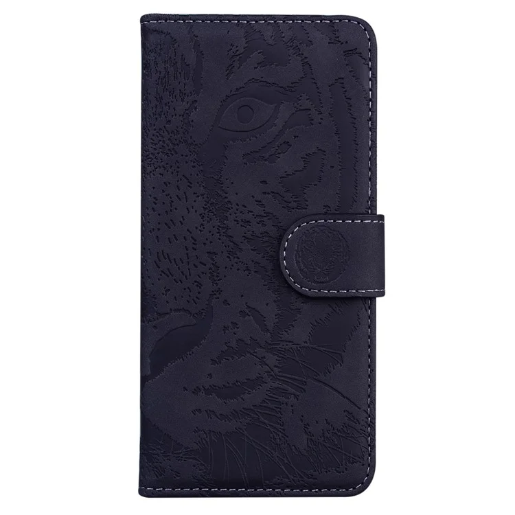 Wallet Stand Shell für Realme C55 Tiger Imprinted PU Leder Case Anti-fall Handyhülle - Schwarz