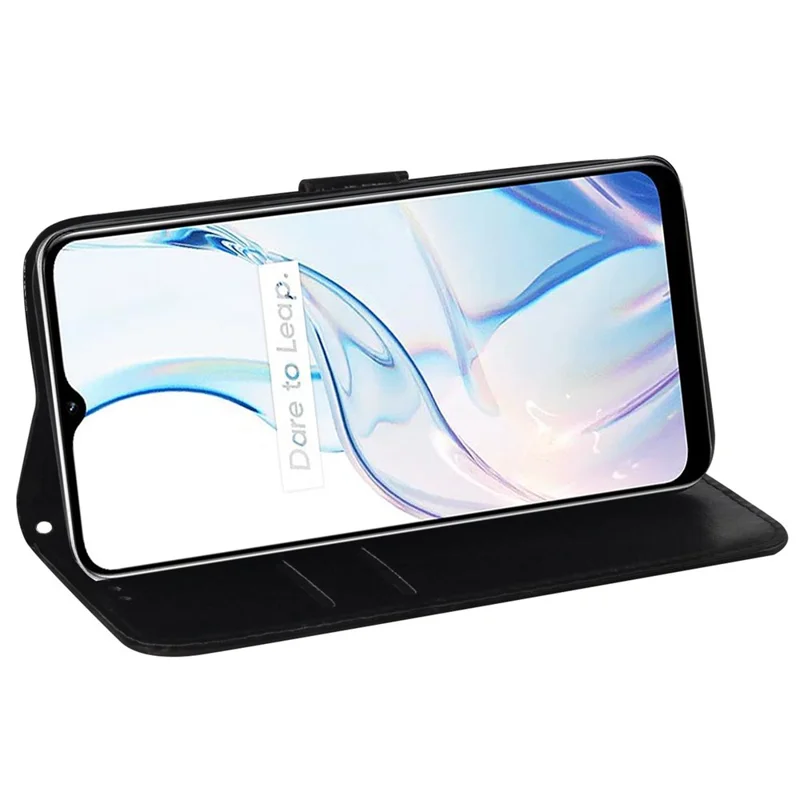 For Realme C55 Flip Stand Phone Shell PU Leather Wallet Phone Case Dazzling Flower Pattern Cover - Purple