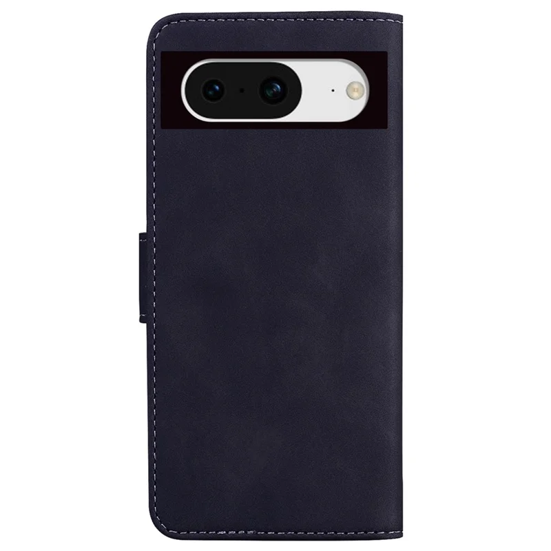 Phone Case for Google Pixel 8 Anti-collision Solid Color PU Leather Wallet Stand Cell Phone Cover - Black