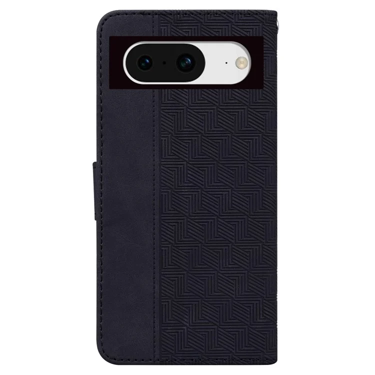Per Google Pixel 8 PU Leather Wallet Geometry Pattern Imprinted Phone Case Stand Cover - Nero