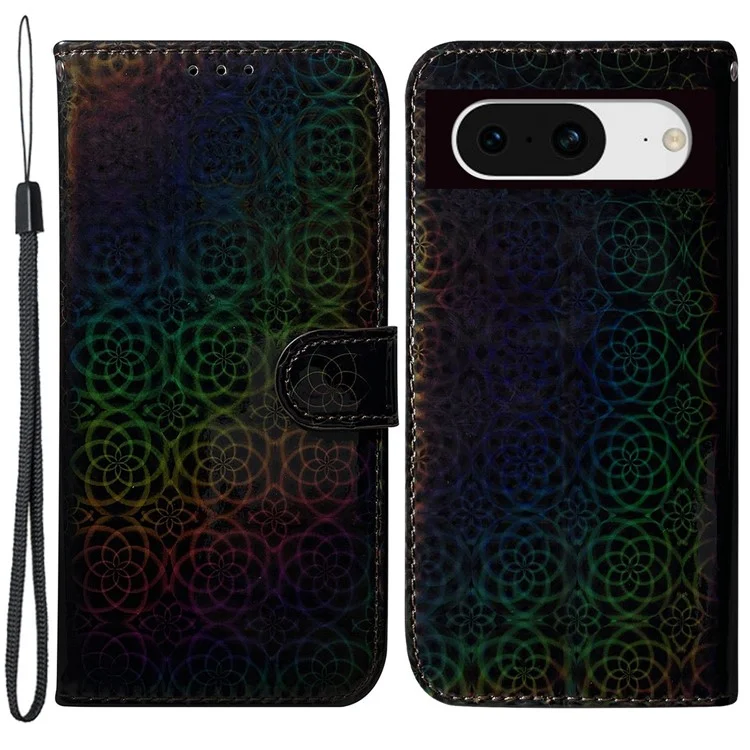 Pour Google Pixel 8 Wallet Phone Case Dazzling Flower Pattern Stand Shockproof PU Leather Phone Cover Shell - Noir
