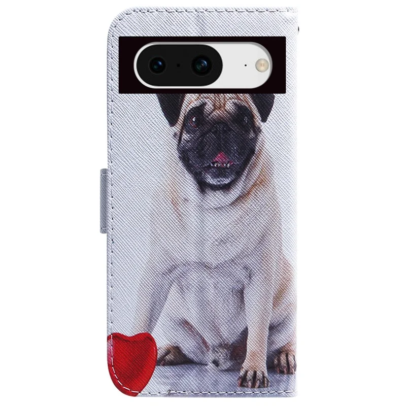 Anti-Drop Cover for Google Pixel 8 Pattern Printing Phone Case PU Leather Wallet Stand Shell - Pug