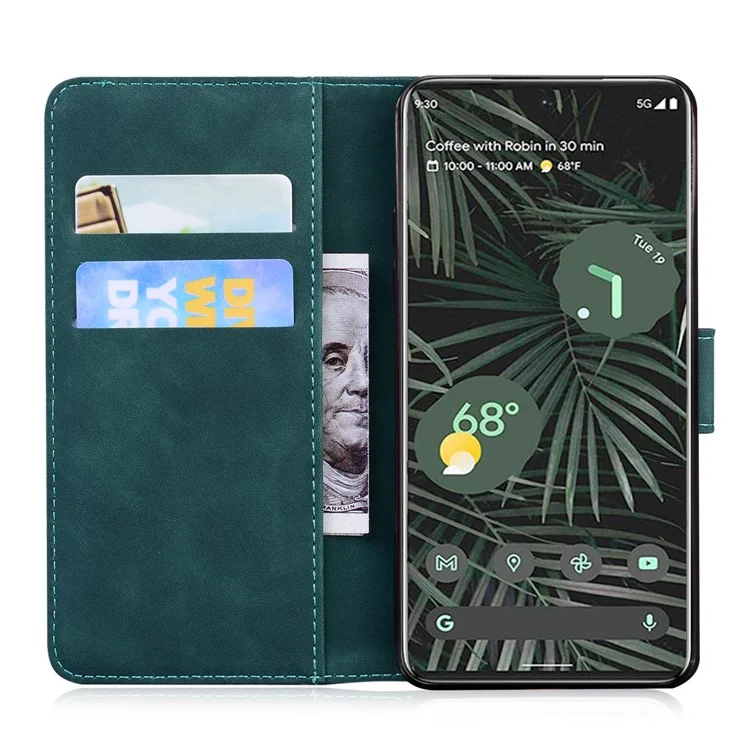 Skin-touch Flip Cover für Google Pixel 8 Schmetterling-Druck stoßfeste Geldbörse PU-Leder Ständer Handyhülle - Grün