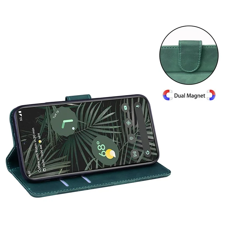 Skin-touch Flip Cover für Google Pixel 8 Schmetterling-Druck stoßfeste Geldbörse PU-Leder Ständer Handyhülle - Grün